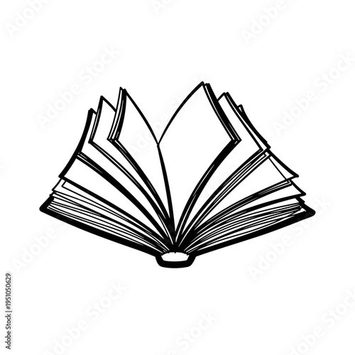 Open book illustration with blank pages and outlines  