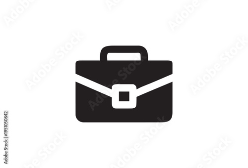 Vector briefcase icon, black and white