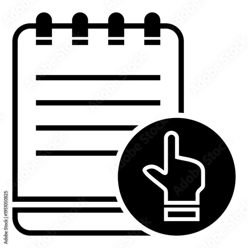 Modern outline illustration of a calendar page combined with a touch gesture icon, representing scheduling, reminders, planning, and interactive digital interfaces.