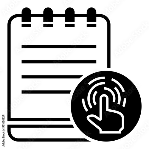 Digital Calendar Reminder Icon with Touch Interaction Symbol