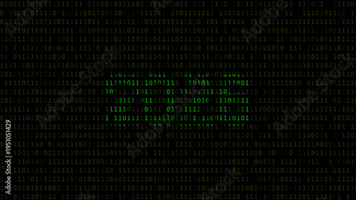 Tableau sur toile Cyber neon green 2026 binary text data flow technology and programming backgroun