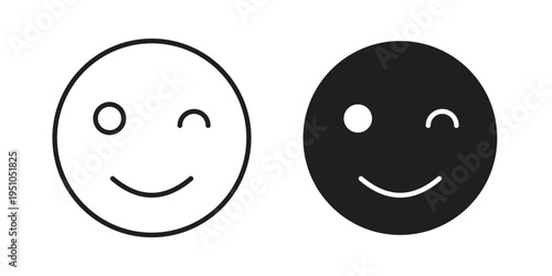 Smile wink icon pack flat vector in outline