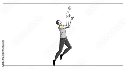 Man Juggling Ball in Mid-Air, Dynamic Pose, Skillful Performance