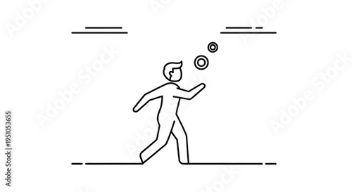 Man Juggling Rings Abstract Line Art Minimalist Style
