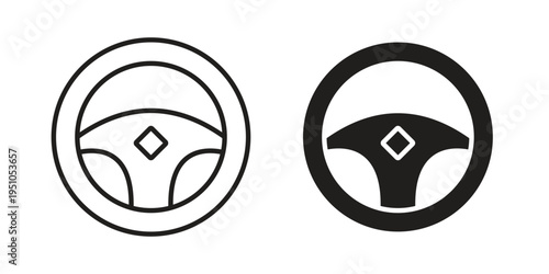 Steering wheel icon pack flat vector in outline