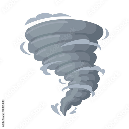 Cartoon Tornado Powerful Swirling Cloud, Dangerous Weather Phenomenon, Wind Storm Vector