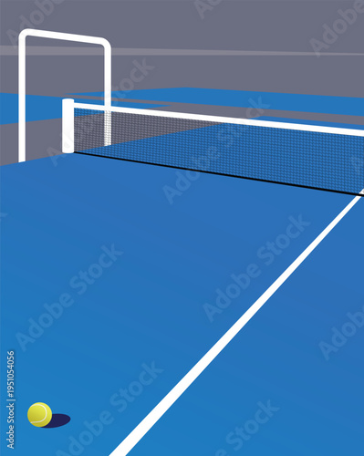 padel tennis court and a ball on the line. Padel background design vector