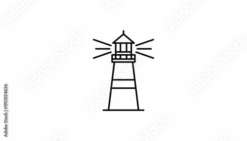 Lighthouse Icon, Navigation Beacon, Sea Safety Symbol, Maritime Navigation