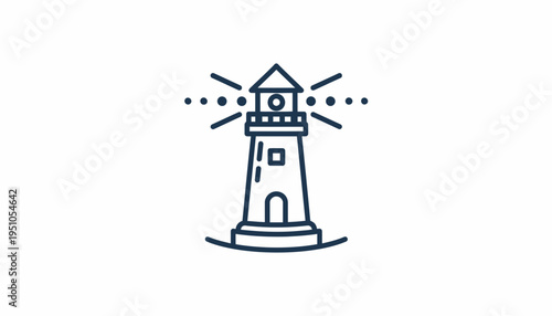 Lighthouse Icon, Navigation Symbol, Maritime Beacon, Coastal Guidance, Sea Safety