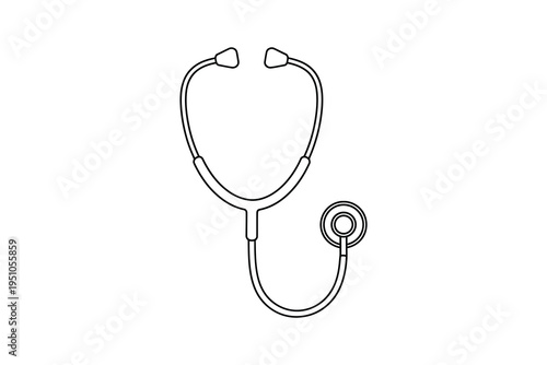A stethoscope illustration for medical and healthcare concepts, symbolizing doctor's tools and patient care in a simple line drawing style.