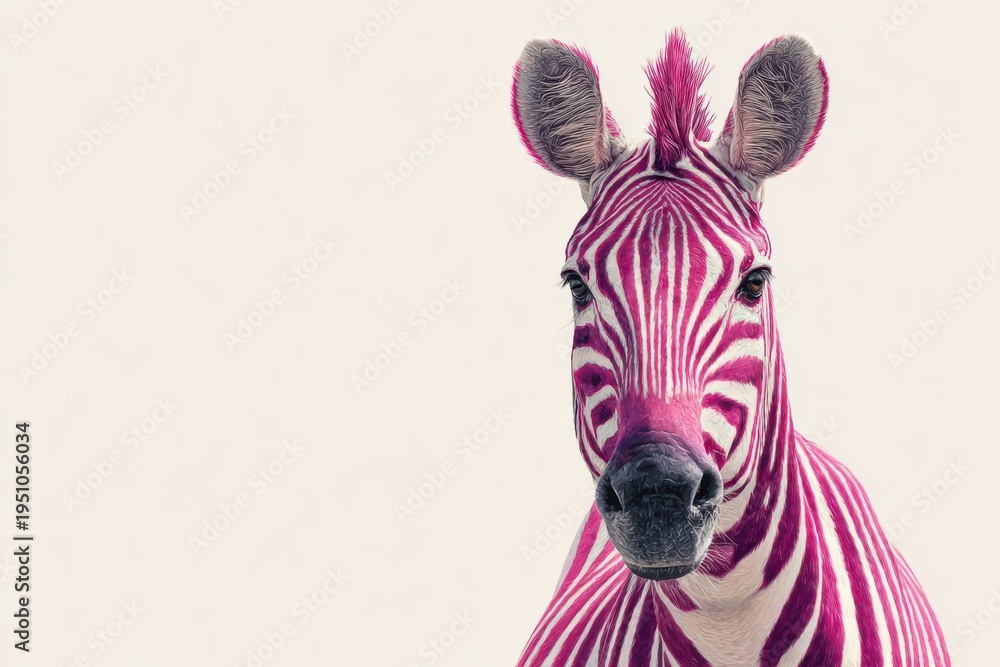 Fototapeta premium Stunning pink zebra captivates with unique stripes