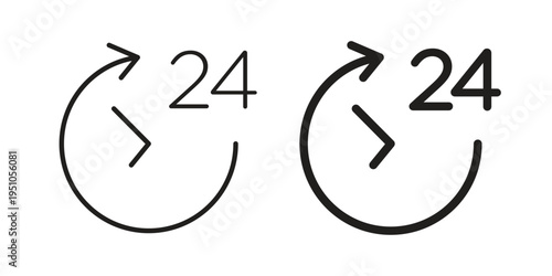 Time twenty four icon pack flat vector in outline