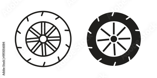 Tire icon pack flat vector in outline