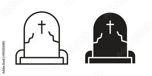 Tombstone icon pack flat vector in outline