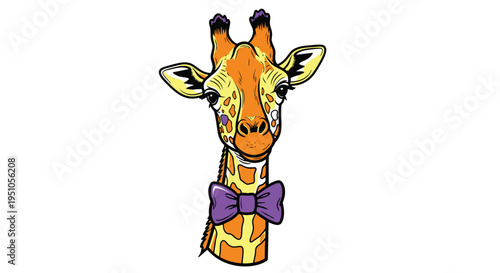 Elegant Giraffe Portrait with Bow Tie - A Touch of Whimsy.
