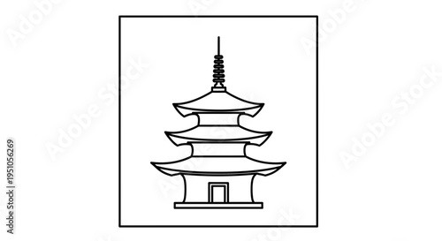 Japanese Pagoda Temple Icon Outline - Traditional Asian Architecture