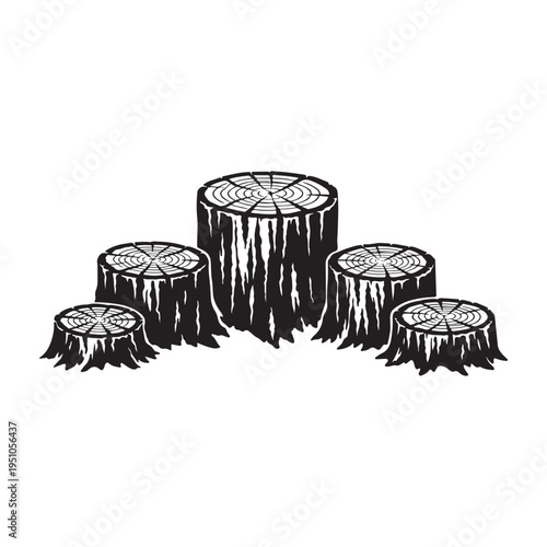 Tree Stump Vector Illustration with Growth Rings