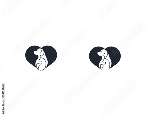 Dog and cat logo design template vector, line of pet logo design suitable for pet shop, store, cafe, business, hotel, veterinary clinic, Domestic animal vector illustration logotype, sign and symbol