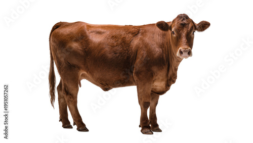 Foto Brown cow standing full body, facing the camera, isolated on a transparent backg
