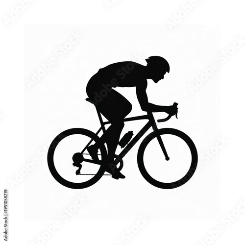Silhouette of a cyclist riding a road bike against a white background