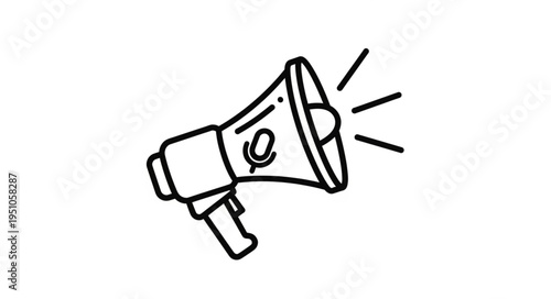 Simple Line Drawing of a Megaphone Icon.