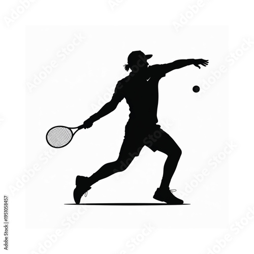 Silhouette of a tennis player preparing to hit a forehand shot