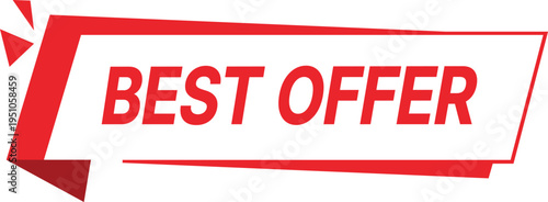 Red and white banner with bold red text best offer sale