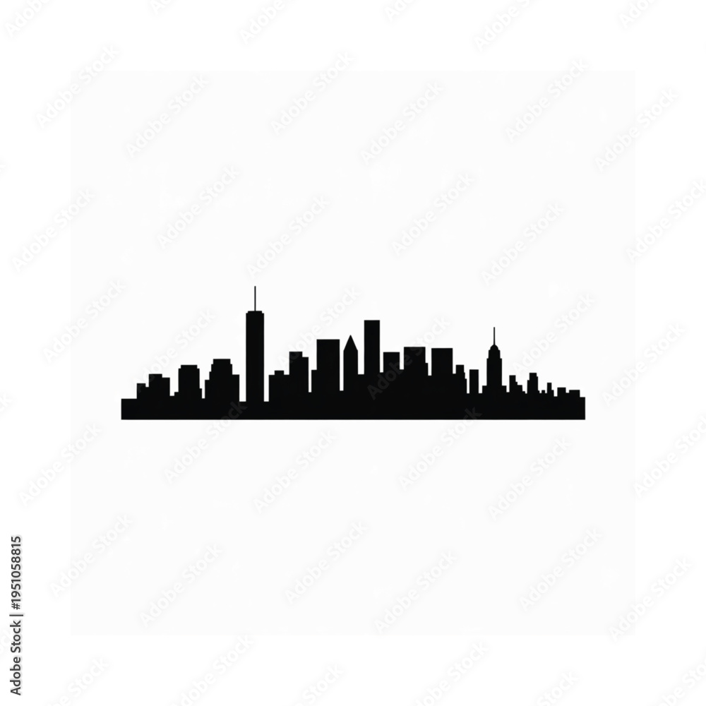 Fototapeta premium A stark black silhouette of a city skyline against a white background