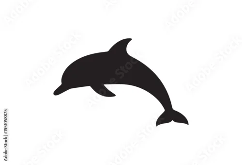 Fototapeta samoprzylepna Black dolphin icon vector