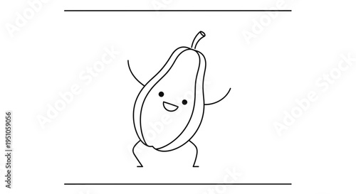 Happy Papaya Character Dancing with Joy, Cute Cartoon Fruit Illustration