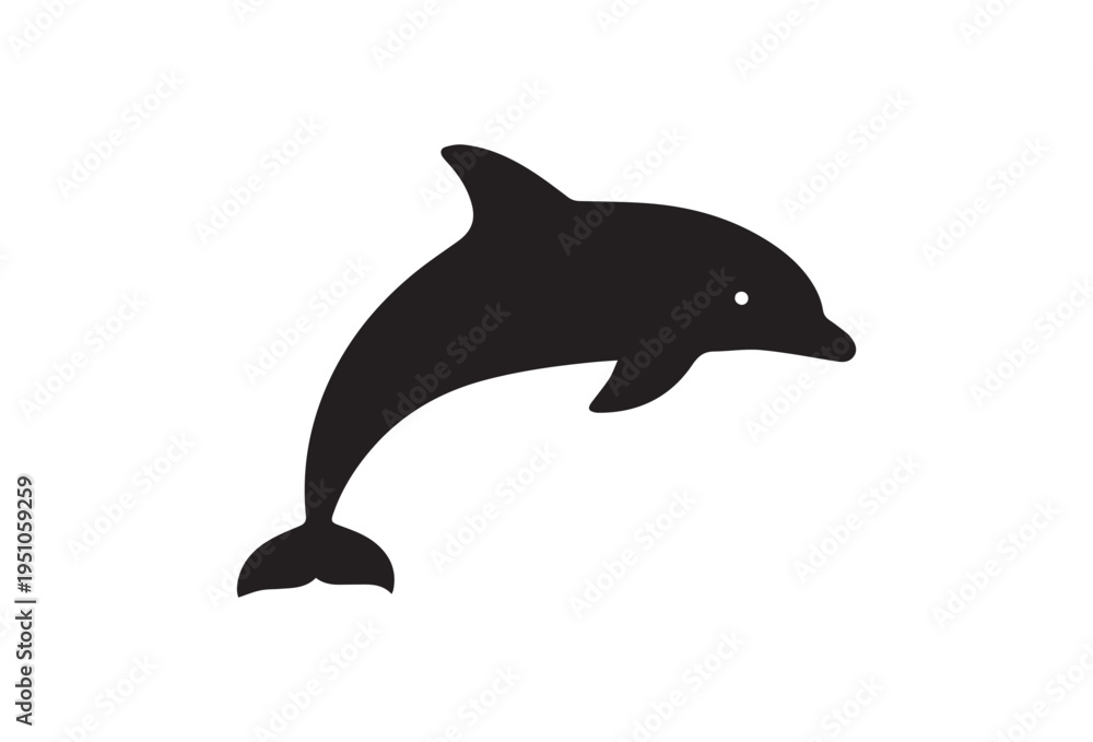 Obraz premium Black dolphin icon vector