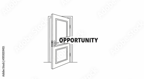 Open Door With Opportunity Text - Concept of New Chances and Possibilities