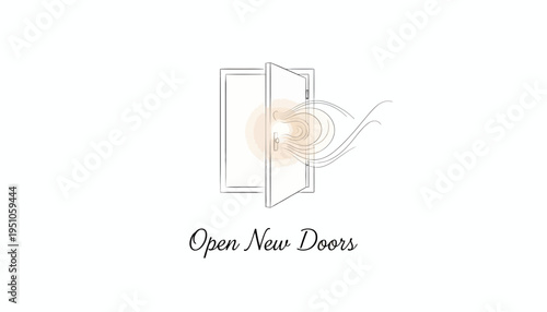 Open New Doors Concept: Abstract Eye Peeking Through Open Doorway with Light