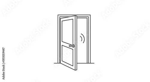 Open Door with Sound Waves Icon, Entering New Opportunity, Welcome Concept