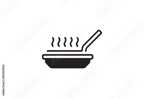 Vector hot pan icon with spoon