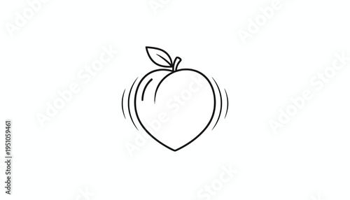 Outline of a peach with a leaf, symbolizing healthy eating and summer fruit.