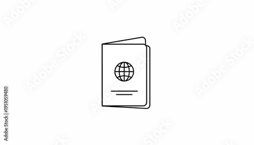 Open Passport Icon with Globe Symbol, Travel and Identity Document