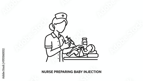 Nurse Administering Injection to Baby, Medical Care, Healthcare Concept