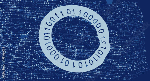 binary code on blue background