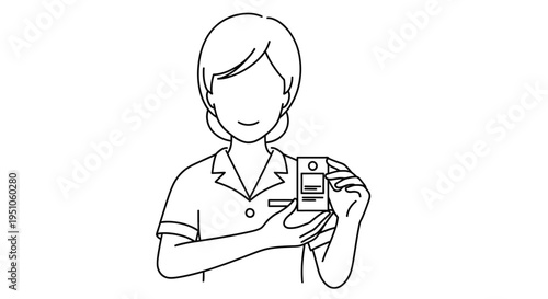 Nurse holding ID card, showing identification, healthcare worker identification