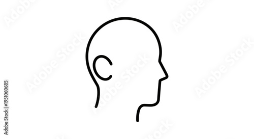 Minimalist Outline of a Human Head Profile Silhouette on White Background
