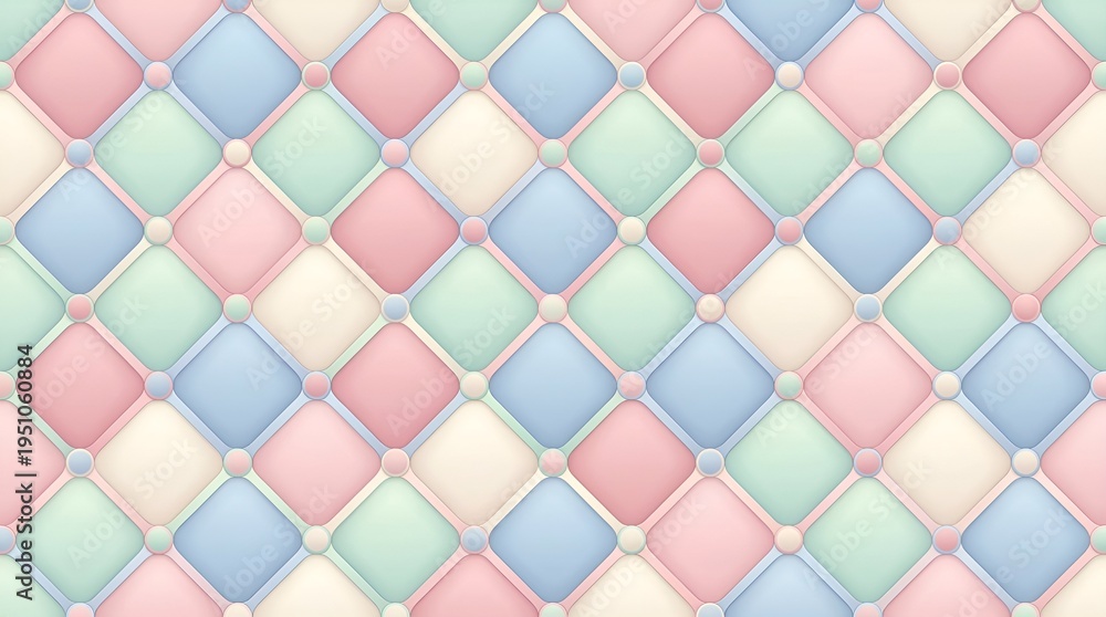Fototapeta premium Modern Pastel Quilted Tufted Diamond Pattern Seamless Background