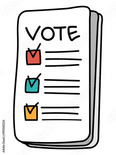cartoon style illustration of a ballot paper