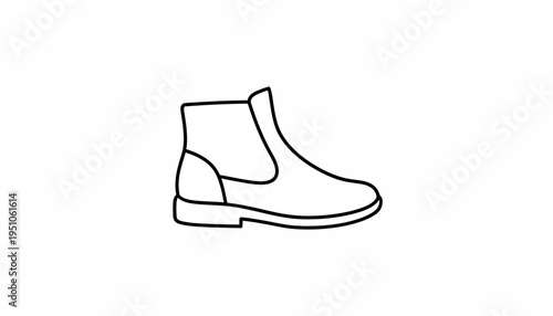 Minimalist Line Art Icon of a Black Boot on a White Background