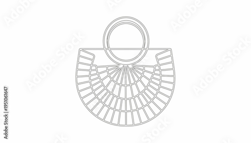 Minimalist Line Art Icon of a Half-Circle Woven Bag with Handle