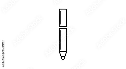 Minimalist Line Art Icon of a Pen or Marker on White Background