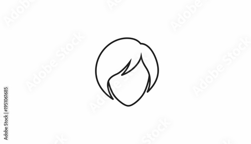 Minimalist line art icon of a woman's head with short bob hairstyle, simple and elegant.