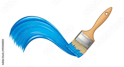 Blue paint brush with bristles.