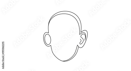 Minimalist Line Art Drawing of a Human Head Outline with Ears