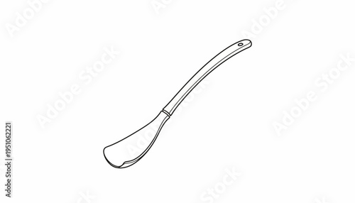 Minimalist Line Art Drawing of a Serving Spoon with a Hole in the Handle